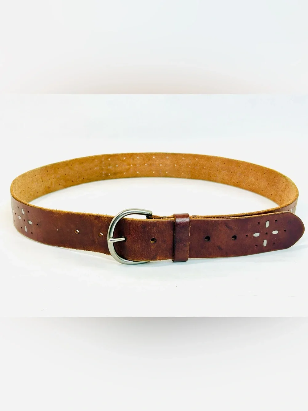 American Eagle Outfitters Brown Leather Belt with Studded Design, Boho Western